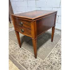 Vintage Federal Style Leather Top Side Table With One Drawer ...