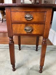 Sold at Auction: Antique Two Drawer Drop Leaf Cherry Side Table