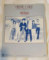 HERE I AM Sheet Music Vintage 1980 Air Supply Song Rock ...