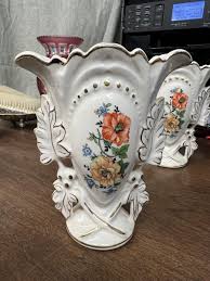 Pair of Old Paris Style 5-3/4" Porcelain Vases Multicolored ...