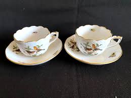 HEREND PORCELAIN HANDPAINTED ROTHSCHILD MOCHA CUPS AND ...