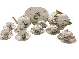 Lot - Herend Rothschild Porcelain Bird Tea Set