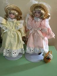 VINTAGE LOT OF 2 PORCELAIN FACE Bisque Dolls With Stand 8 ...