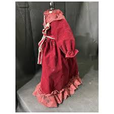 14 1/2" Vintage Maroon Velvet Doll Dress W/ Lace. For Sale at Ruby Lane
