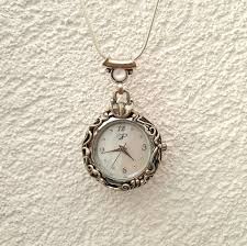 Sterling Silver Filigree Watch Necklace: MOP Gemstone ...