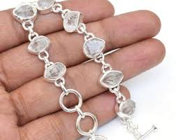 Handmade Herkimer Diamond Bracelet: Raw Gemstone, 925 ...