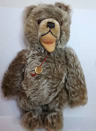 Vintage Zotty Bear Hermann 1960's mohair squeaker 11" glass ...