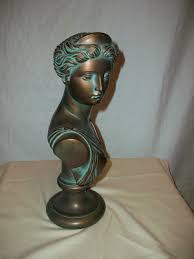 Vintage Greek Goddess Artemis Bronze Finish Bust by Alexander Backer Co. | #472727285