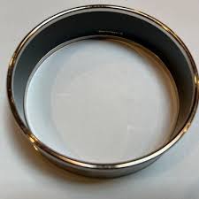HERMES Enamel PM 65 Wide Bangle Bracelet Palladium rim ...