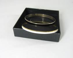 1950s Signed Bracelet Enamel Bangles 1 White Crown Trifari ...