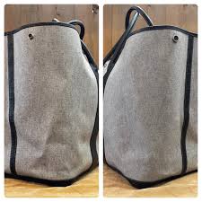 2003 Vintage HERMES Garden Party TGM Canvas Grey PHW Tote Bag 49 Voyage XL at 1stDibs