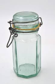 Hexagon Aqua Glass Jar With Wire Bail Lid – Vintage Apothecary Style 6” Canister With Rubber Seal - Etsy