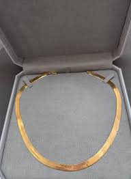 Vintage 14k Yellow Gold Herringbone Necklace at 1stDibs