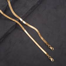 Flat Herringbone 14K Solid Gold Necklace, Flat Snake Chain Yellow Gold Necklace, High Quality Polished Herringbone Chain Necklace Gift Her - Etsy UK