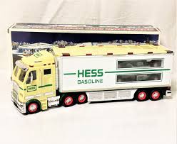 HESS 2003 TOY TRUCK AND 2 RACECARS With Lights & Pullback ...