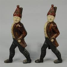 Lot - PAIR OF HESSIAN SOLDIER PAINTED IRON ANDIRONS;