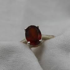Hessonite Garnet Ring: Sterling Silver Solitaire, January Birthstone - Etsy Israel