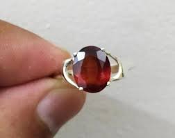 Certified Hessonite Garnet Ring: 925 Sterling Silver Unisex Gemstone - Etsy