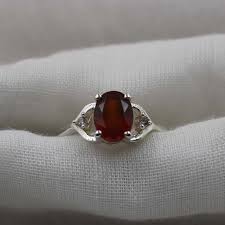 Handmade Hessonite Garnet Ring: Oval Gem, Sterling Silver - Etsy Ireland
