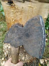 ANTIQUE PRIMITIVE BROAD AXE W/ WOOD HANDLE OFFSET HEAD | eBay