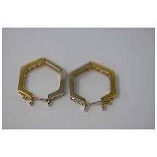 18k Two Tone Gold and CZ Earrings. For Sale at Ruby Lane