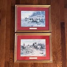 Vintage Fox Hunt Equestrian Framed Lithographs George Wright ...