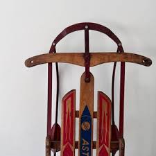 Vintage ASTRTO JET SLED, Wood Sled, Bright Red & Bluegraphics, Rustic Cabin Farmhouse Decor, Winter Decor, Metal Runners and Steering Handle - Etsy