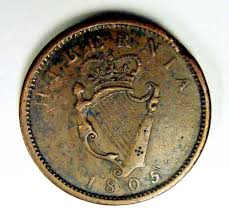IRELAND 1805 PENNY XF DETAILS KM#148.1 SCARCE GEORGE III ...