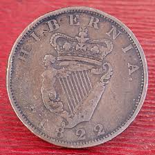1822 Hibernia Penny. King George IV Hibernia Penny. 1822 ...