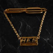 Vintage Swank Tie Clip Initials "aes" on Chain Gold Plated ...