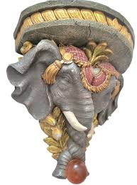 Vintage Double Elephant Head Jeweled Carved Wall Sconce ...