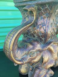 Vintage Large Antique Gold Sitting Elephant Large Planter ...