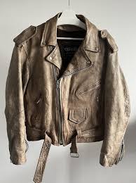 Vintage Beige Men's Ramones Leather Jacket / Classic Biker ...