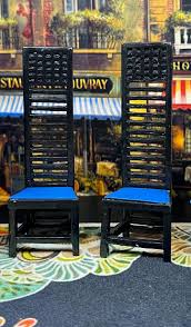 Réplica de decoración de casa de muñecas en miniatura vintage de 1904, Charles Renne Mackintosh, Art Nouveau, colección de sala de estar Willow, estilo Glasgow, arte escocés. - Etsy México