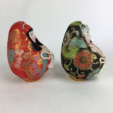 Japanese Wooden Doll Vtg Hime-Daruma Nishiki-Daruma 2pc ...