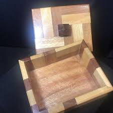 Small Inlay Parquet Pattern Handcrafted Wood Box Trinket ...