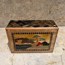 Mid-Century Modern Japanese Secret Puzzle Box Wood Inlay Mt ...