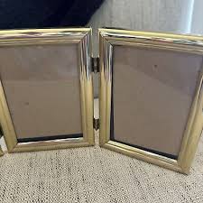Vintage Tri Fold Gold Tone Brass photo frame 3.5 x 5 Velvet ...
