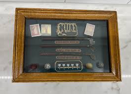 Golf Memorabilia History Real Wooden 2PC Shadow Box Glass ...