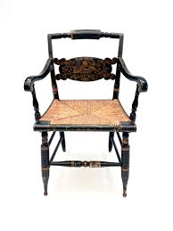 Vintage Black Hitchcock Chairs, Three Side Chairs, One Armed Chair For Sale at 1stDibs