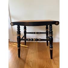 1950s Genuine Hitchcock Bench Federal Style Ebonized With Stenciled Details | Chairish