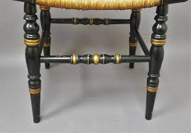Sold at Auction: Hitchcock Black Stenciled Stool Gold Trim Rush Seat Rush Damage