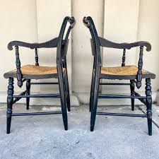 Pair of 1950s American Black and Gold Rush Seat Hitchcock ...