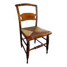Late Federal Period Antique American 'Hitchcock Style' Turtle Back Rush Seat Side Chair in Maple | Chairish