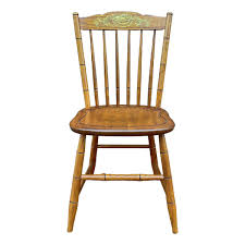 Vintage L. Hitchcock Rustic Traditional Oak Cane Cut Windsor ...