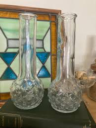 Pair of Clear Hobnail Vases - Etsy