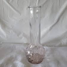 Pale Pink Clear Glass Round Hobnail Bottom Bud Vase Long ...