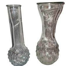 Set of 2 Textured Clear Glass Bud Vases Unique Bubble ...