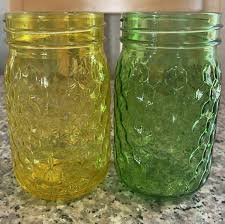 Mason Glass Pint Jars Hexagon Stamped Pattern (set Of 2 ...