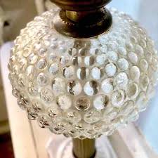 40s Hobnail clear glass lamp - boudoir lamp - metal fluted ...